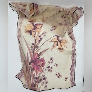 Vintage Sheer Spring Floral Daffodil Flower Floral Rectangle Scarf